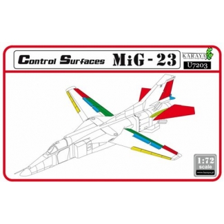 Karaya U7203 MiG-23 control surfaces set – resin + PE (ex R.V.Aircraft) (1:72)