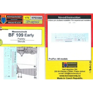 Kovozávody Prostějov KPEX068 Bf 109 Early stencils (1:72)