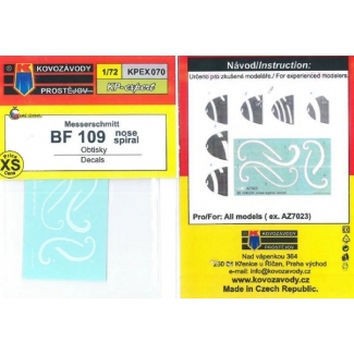 Kovozávody Prostějov KPEX070 Bf 109 nose spiral decals (1:72)