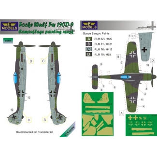 LF Models M2408 Focke Wulf Fw 190D-9 Camouflage painting mask (1:24)