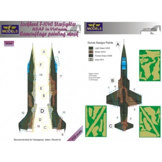 Lockheed F-104C Starfighter USAF in Vietnam Camo Painting Mask (1:32)