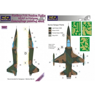 Northtrop F-5A FreedomFighter USAF in Vietnam Camo Painting Mask (1:32)