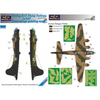 LF Models M4862 Boeing B-17 RAF Camouflage Painting Mask (1:48)