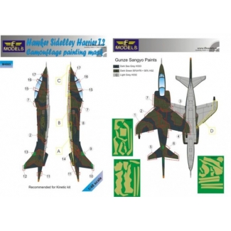 LF Models M4865 Hawker Siddeley Harrier T.2 Camouflage Painting Mask (1:48)