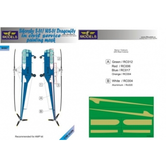 LF Models M4867 Sikorsky S-51/WS-51 in civil service painting mask (1:48)