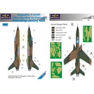 LF Models M4868 Republic F-105D Thunderchief Camouflage Painting Mask (1:48)