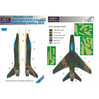 LF Models M4872 N.A. F-100D Super Sabre USAF in Vietnam Camouflage Painting Mask (1:48)