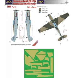 LF Models M7235 Messerschmitt Bf 109E Late part I. Camouflage Painting Mask (1:72)