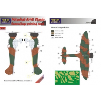 LF Models M7267 Mitsubishi A5M1 Claude Camouflage Painting Mask (1:72)