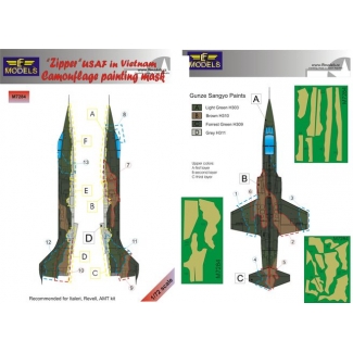 LF Models M7284 Lockheed F-104C Starfighter "Zipper" USAF in Vietnam Camo Painting Mask (1:72)