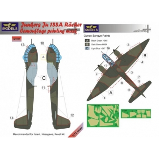 LF Models M7287 Junkers Ju 188A Racher Camouflage Painting Mask (1:72)