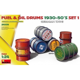 MiniArt 24009 Fuel & Oil Drums 1930-50's Set 1 (German Type) (1:24)