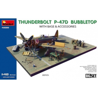 MiniArt 48018 Thunderbolt P-47D Bubbletop  w/Base & Accessories. Big Set (1:48)