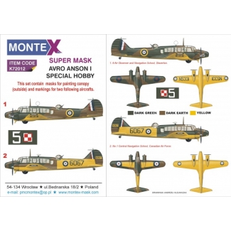 Super Mask K72012 Avro Anson Mk.I (1:72)