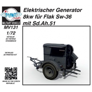 Planet Models MV131 Elektrischer Generator 8kW fur Flak Sw-36 mit Sd.Ah.51 (1:72)