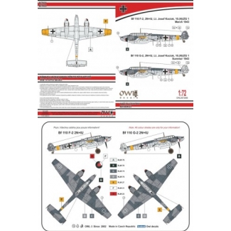 OWL DS72068 Bf 110 F-2/G-2 Lt.Josef Kociok,10.(N)/ZG (1:72)