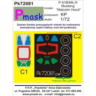 P-51B/Mk.III Mustang "Malcolm Hood": Maska (1:72)