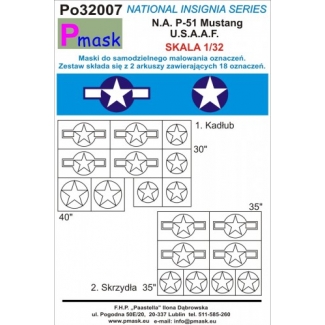 N.A.P-51 Mustang U.S.A.A.F.National Insignia Series: Maska (1:32)