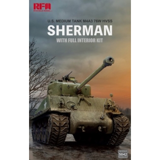 Rye Field Model 5042 M4A3 76W HVSS Sherman With full interior and workable track links (1:35)