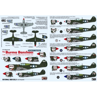 Rising Decals 72072U The Burma Banshees - P-40N-1 and N-5 of the 80th FG over Assam, India (decals for 7 a/c) (poprawiona reedycja) (1:72)