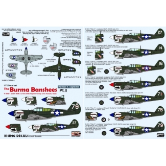 Rising Decals 72084U The Burma Banshees II. - P-40N-1 and N-5 of the 80th FG over Assam, India (decals for 7 a/c) (poprawiona reedycja) (1:72)