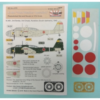 Rising Decals ACC019 Ki-48-I "Cold Weather Operation" - photoetched set + decals (3rd Sentai over Sakhalin) (1:72)