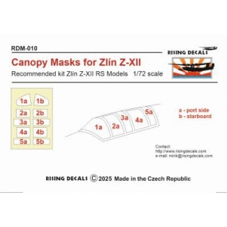 Rising Decals RDM010 Canopy mask for Zlín Z-XII (RS Models) (1:72)