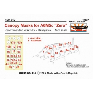 Rising Decals RDM012 Canopy mask for A6M5 "Zero" (Hasegawa) (1:72)