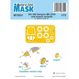 Special Mask 72033 DH.100 Vampire Mk.3/5/9 and export variants Mask (1:72)