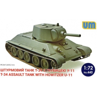 Unimodels 440 T-34 Assault Tank with Howitzer U-11 (1:72)