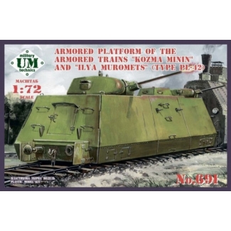 Unimodels 691 Armored Platform of the Armored Trains “Kozma Minin” and “Ilya Muromets” (Type PL-42) (1:72)