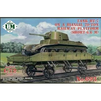 Unimodels 693 Tank BT-7 on a Bi-axial 20-ton Railway Platform (Short - 6,6 M) (1:72)